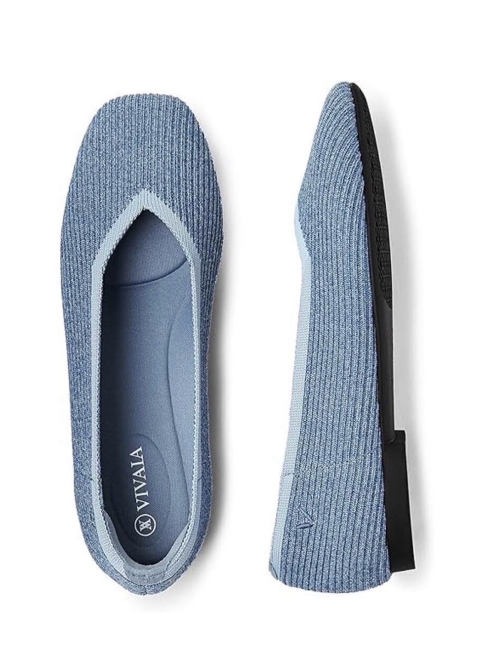 VIVAIA Light Blue Knit Slip-On Ballet Flats
